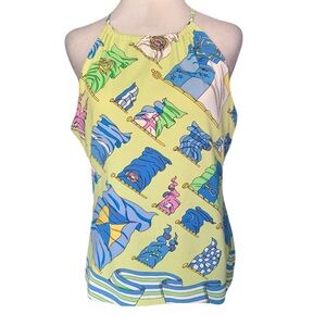 J McLaughlin Medium Sleeveless Halter Flag Top Summer Resort Nautical Coastal